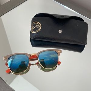 Rayban Clubmaster Sunglasses - orange/grey EUC